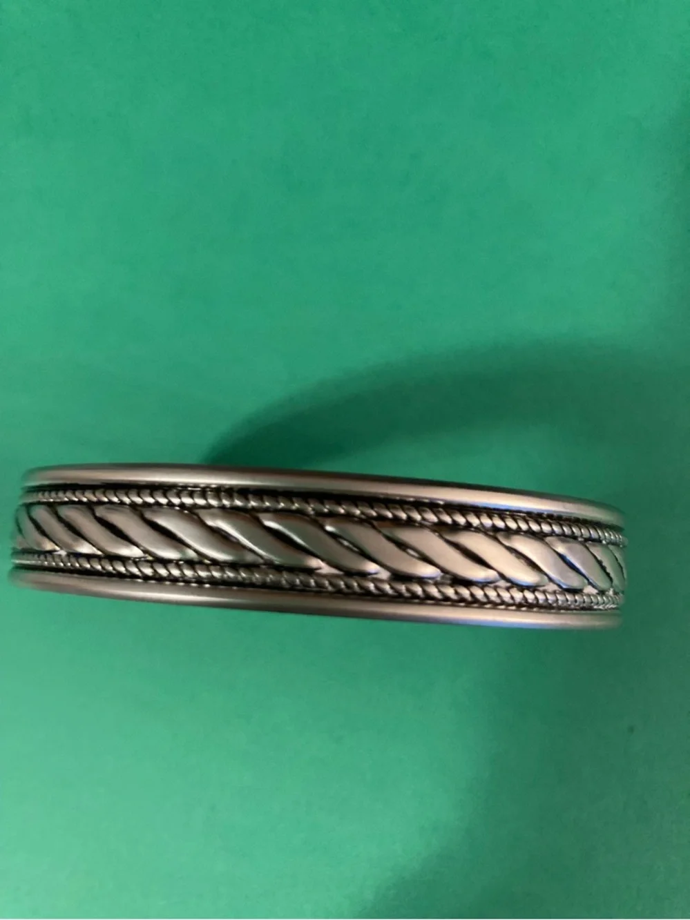 Braided Detail Silver-Tone Cuff Bracelet